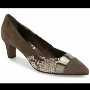 AGL Cassie Suede Snake Skin Pointy-Toe Pump Heels Size 6